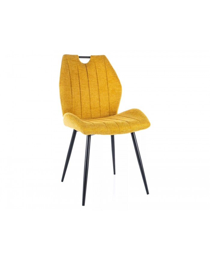 Chaise rembourrée en tissu ou velours pieds et poignée en métal Arco