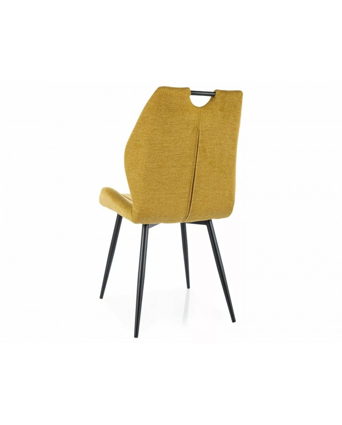 Chaise rembourrée en tissu ou velours pieds et poignée en métal Arco