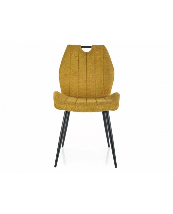 Chaise rembourrée en tissu ou velours pieds et poignée en métal Arco