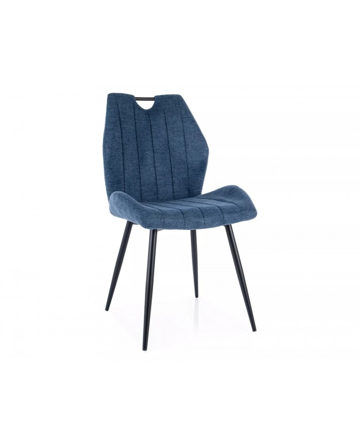 Chaise rembourrée en tissu ou velours pieds et poignée en métal Arco