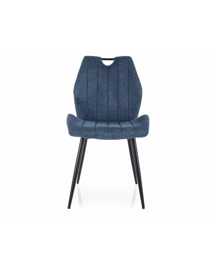 Chaise rembourrée en tissu ou velours pieds et poignée en métal Arco