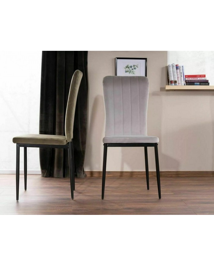Chaise rembourrée en velours avec pieds métal Vigo