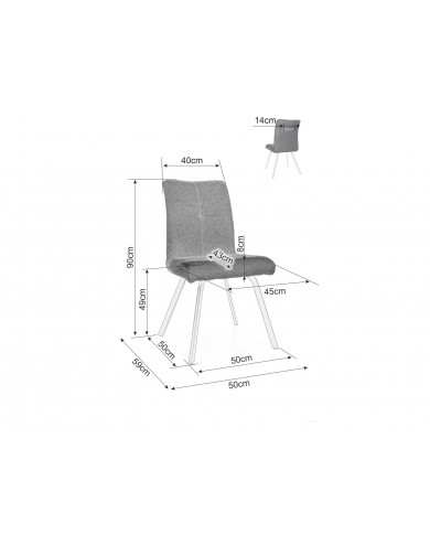 Chaise rembourré en tissu avec poignée et pieds en métal Swing