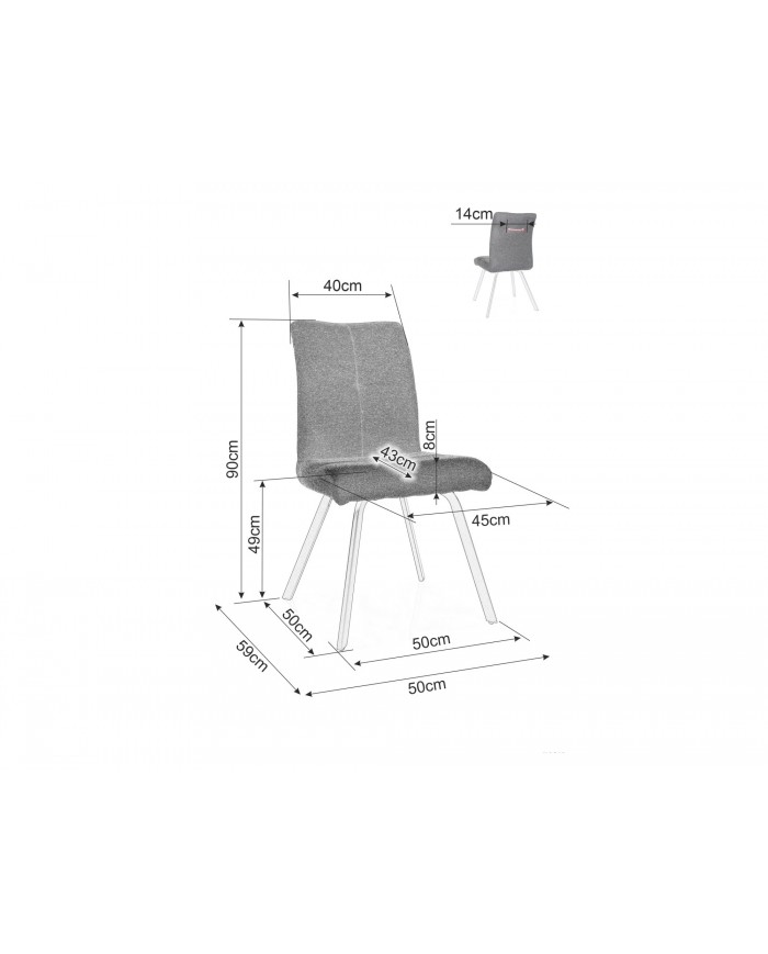 Chaise rembourré en tissu avec poignée et pieds en métal Swing