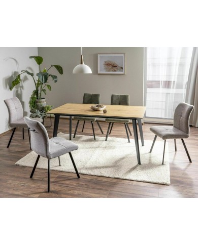 Chaise rembourré en tissu avec poignée et pieds en métal Swing