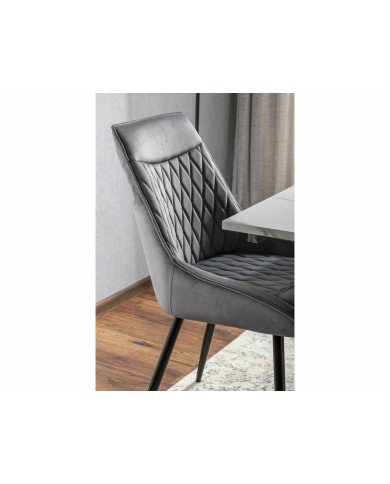 Chaise rembourrée en velours avec poignée et pieds métal Agat