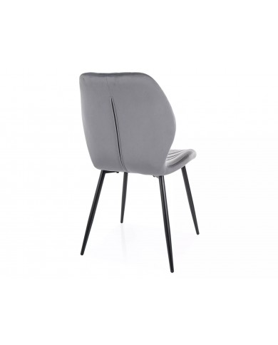 Chaise rembourrée en velours motifs chevrons avec pieds en métal Mike