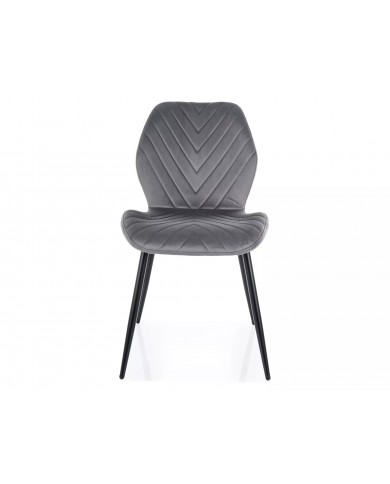 Chaise rembourrée en velours motifs chevrons avec pieds en métal Mike