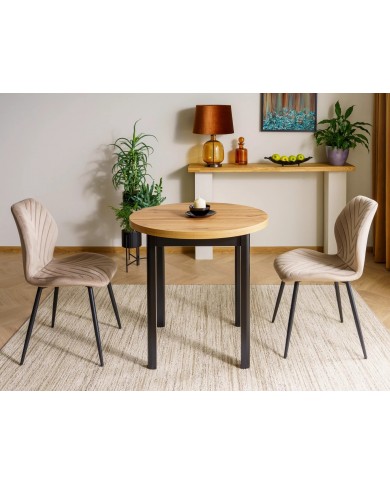 Chaise rembourrée en velours motifs chevrons avec pieds en métal Mike