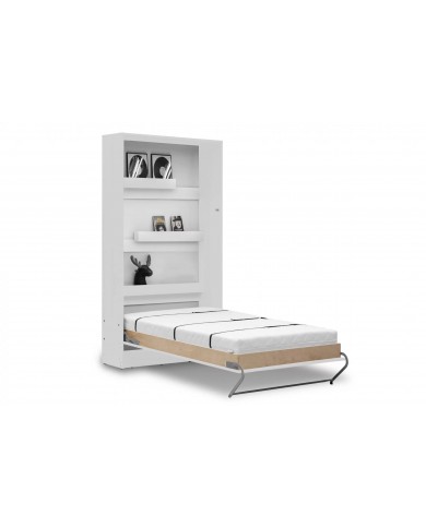 Armoire lit Escamotable relevable vertical 90x200 cm blanc mat Premium