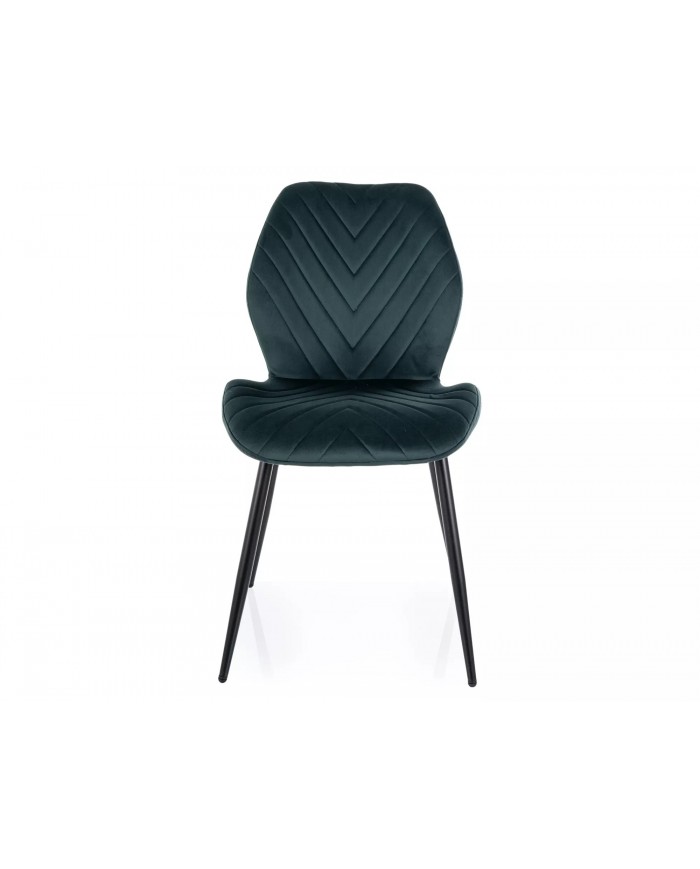 Chaise rembourrée en velours motifs chevrons avec pieds en métal Mike