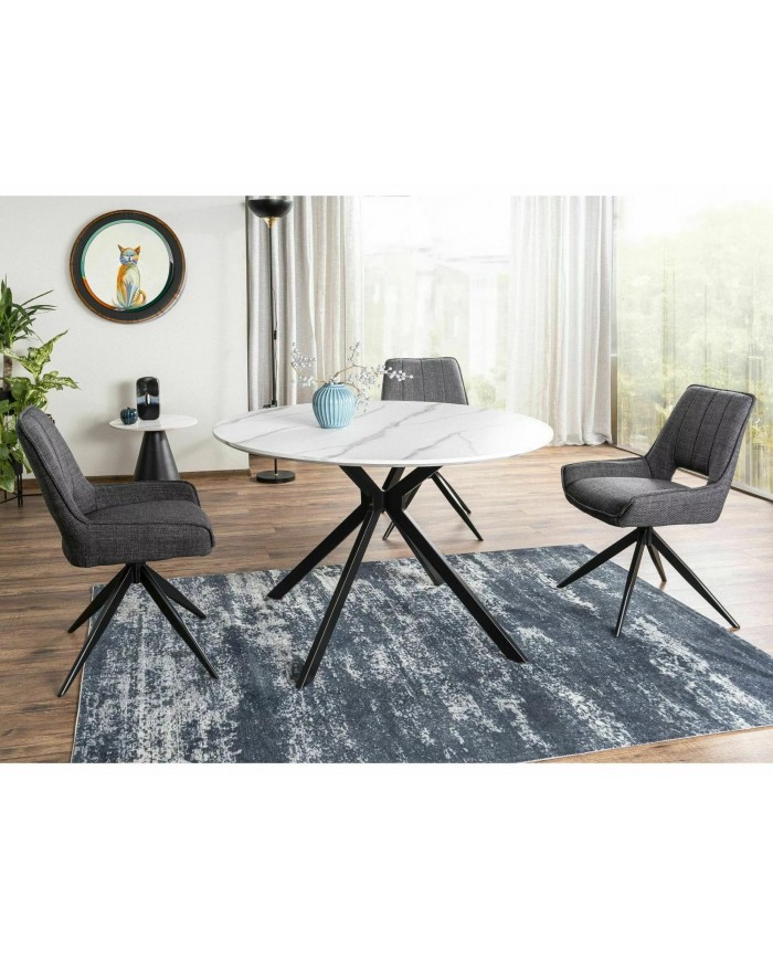Chaise rembourrée en tissu pivotante 180° ajouré avec pieds en métal Bello