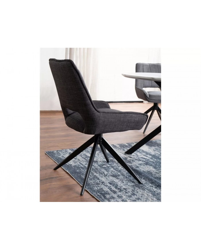 Chaise rembourrée en tissu pivotante 180° ajouré avec pieds en métal Bello