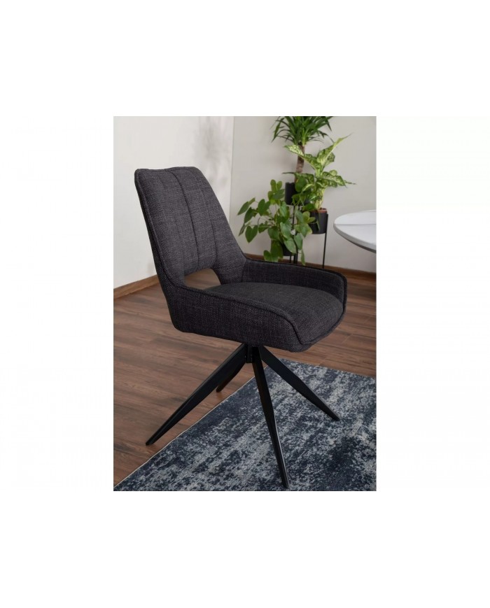Chaise rembourrée en tissu pivotante 180° ajouré avec pieds en métal Bello