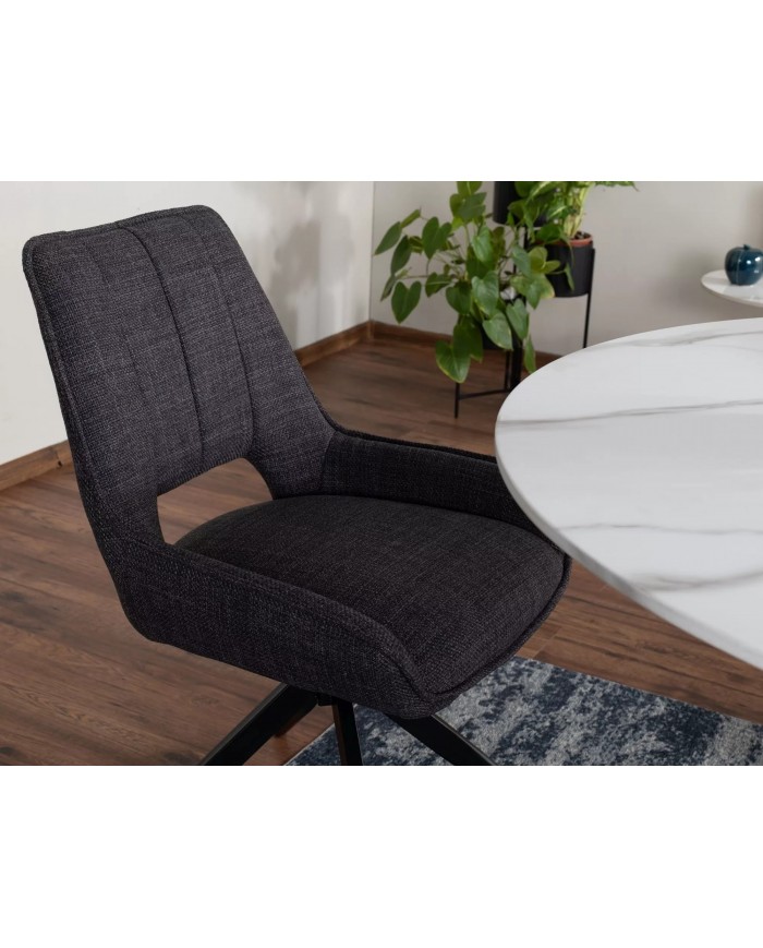 Chaise rembourrée en tissu pivotante 180° ajouré avec pieds en métal Bello