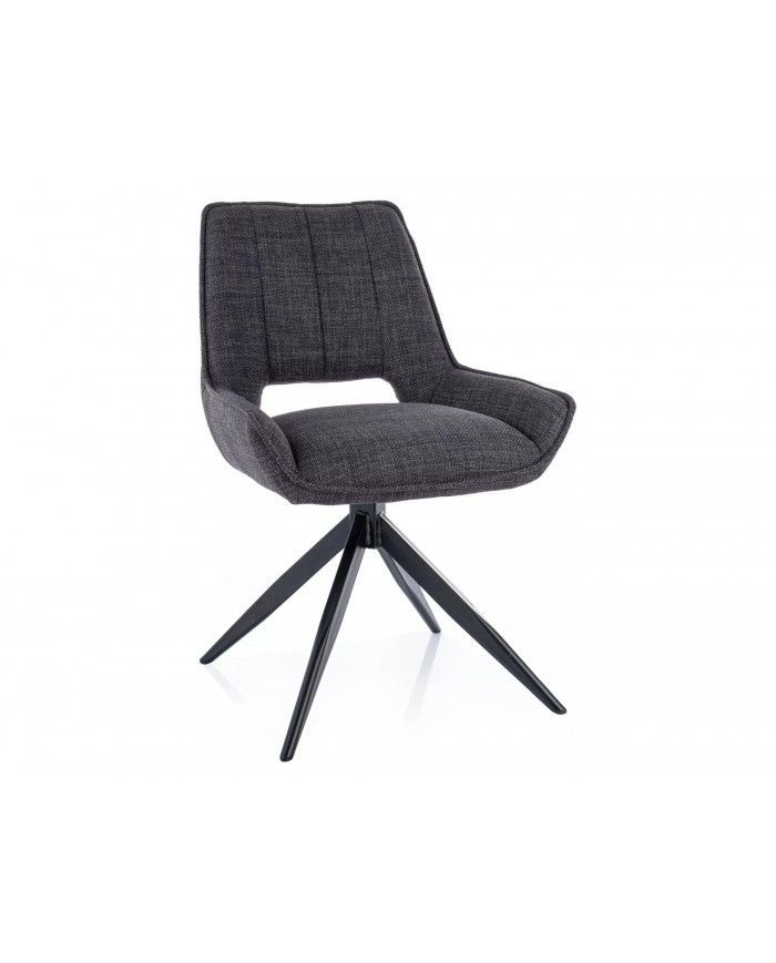 Chaise rembourrée en tissu pivotante 180° ajouré avec pieds en métal Bello