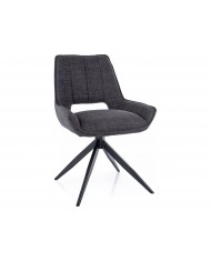 Chaise rembourrée en tissu pivotante 180° ajouré avec pieds en métal Bello