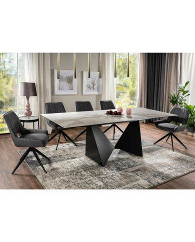 Chaise rembourrée en tissu pivotante 180° ajouré avec pieds en métal Bello