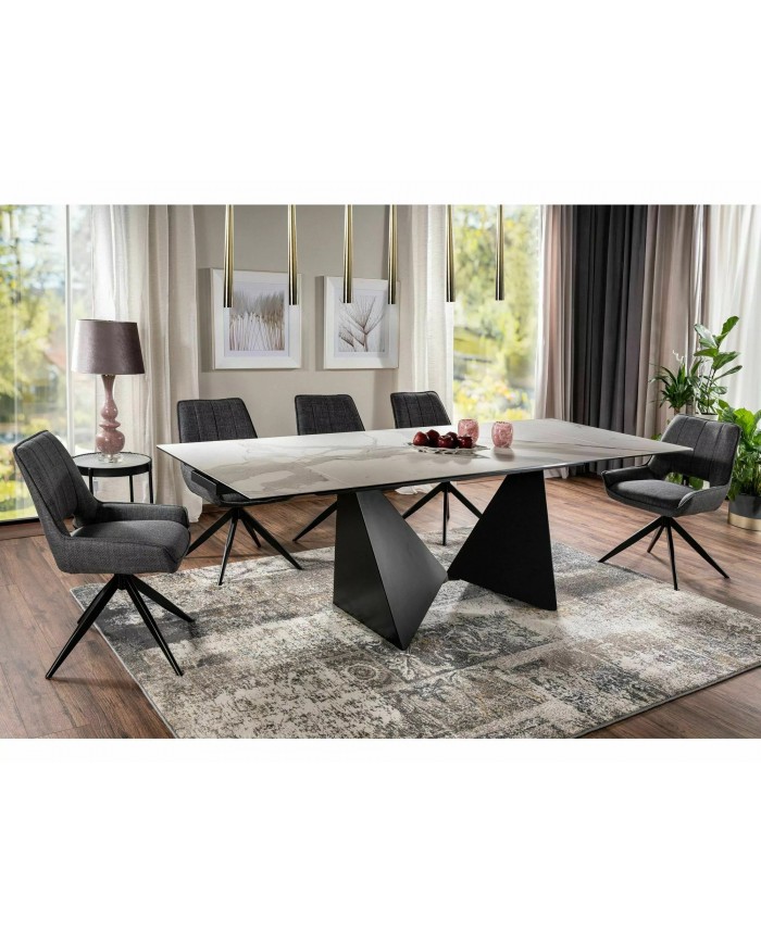 Chaise rembourrée en tissu pivotante 180° ajouré avec pieds en métal Bello