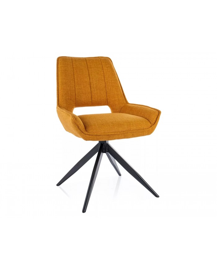 Chaise rembourrée en tissu pivotante 180° ajouré avec pieds en métal Bello