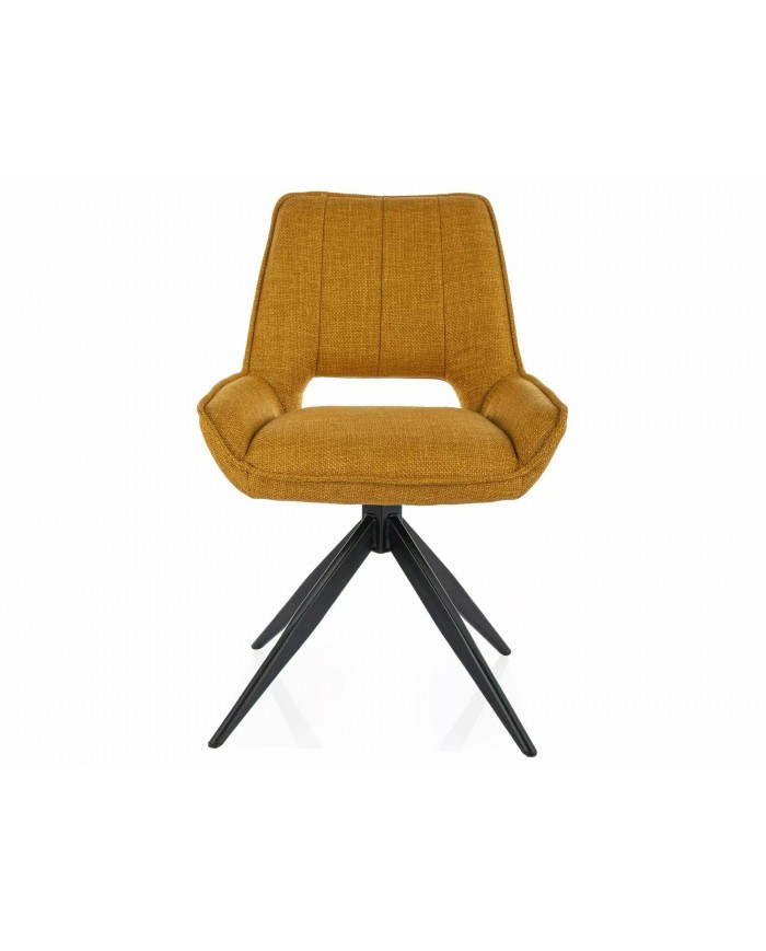 Chaise rembourrée en tissu pivotante 180° ajouré avec pieds en métal Bello