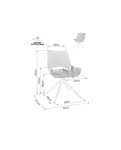 Chaise rembourrée en tissu pivotante 180° ajouré avec pieds en métal Bello