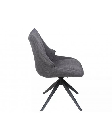 Chaise rembourrée en tissu pivotante 180° avec pieds en métal Doca