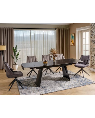 Chaise rembourrée en tissu pivotante 180° avec pieds en métal Doca