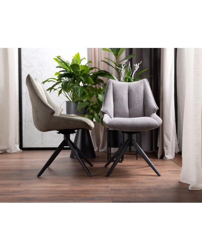 Chaise rembourrée en tissu pivotante 180° avec pieds en métal Doca