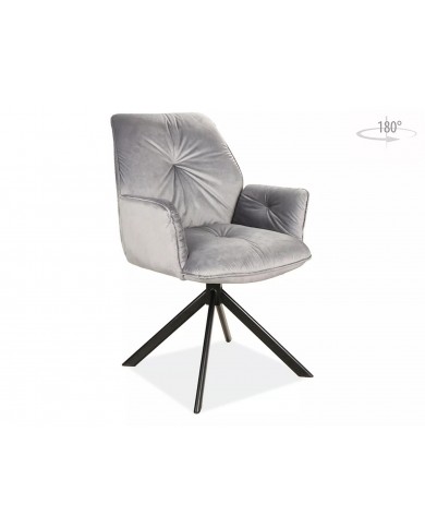Chaise rembourrée en velours pivotante 180° accoudoirs et pieds en métal Oogie II