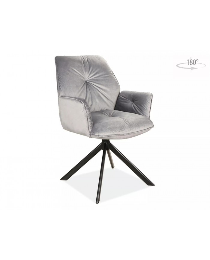 Chaise rembourrée en velours pivotante 180° accoudoirs et pieds en métal Oogie II