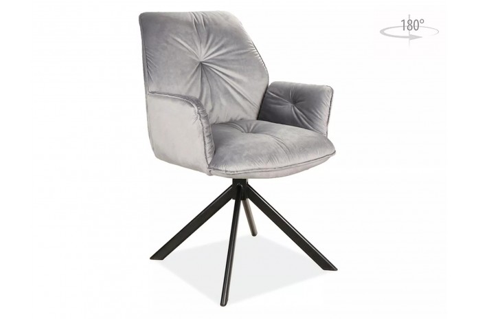 Chaise rembourrée en velours pivotante 180° accoudoirs et pieds en métal Oogie II