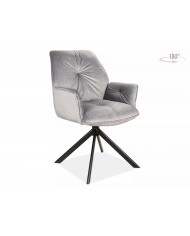 Chaise rembourrée en velours pivotante 180° accoudoirs et pieds en métal Oogie II