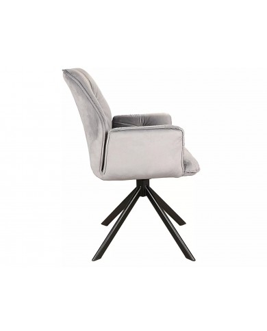 Chaise rembourrée en velours pivotante 180° accoudoirs et pieds en métal Oogie II