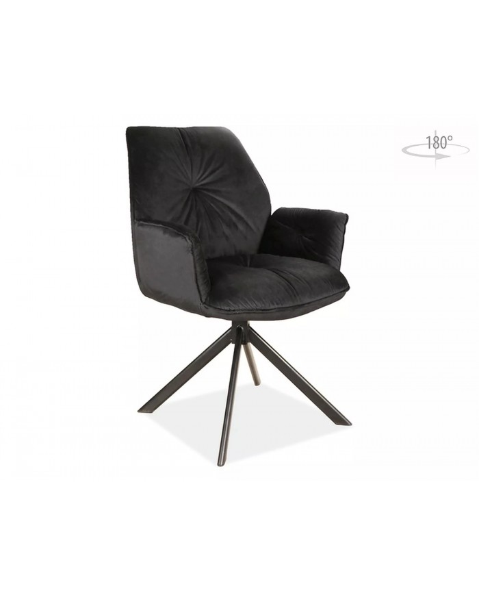 Chaise rembourrée en velours pivotante 180° accoudoirs et pieds en métal Oogie II