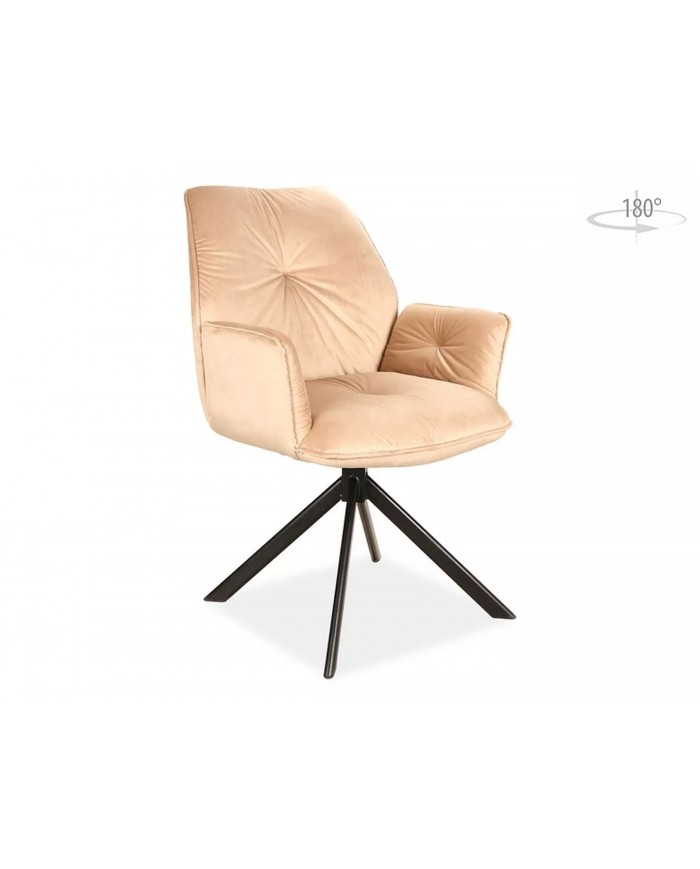 Chaise rembourrée en velours pivotante 180° accoudoirs et pieds en métal Oogie II