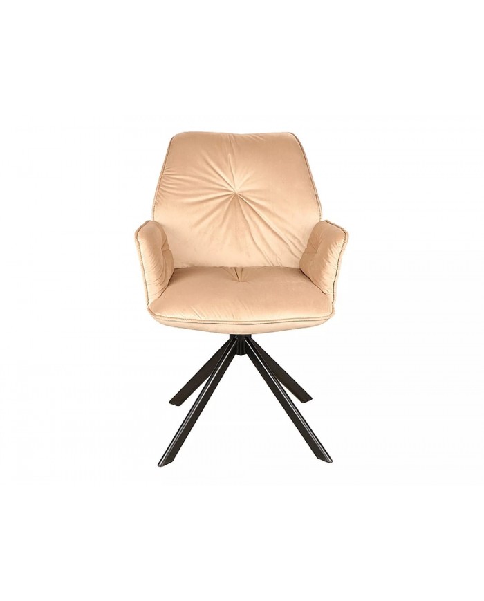 Chaise rembourrée en velours pivotante 180° accoudoirs et pieds en métal Oogie II