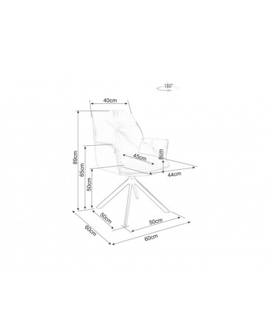Chaise rembourrée en velours pivotante 180° accoudoirs et pieds en métal Oogie II