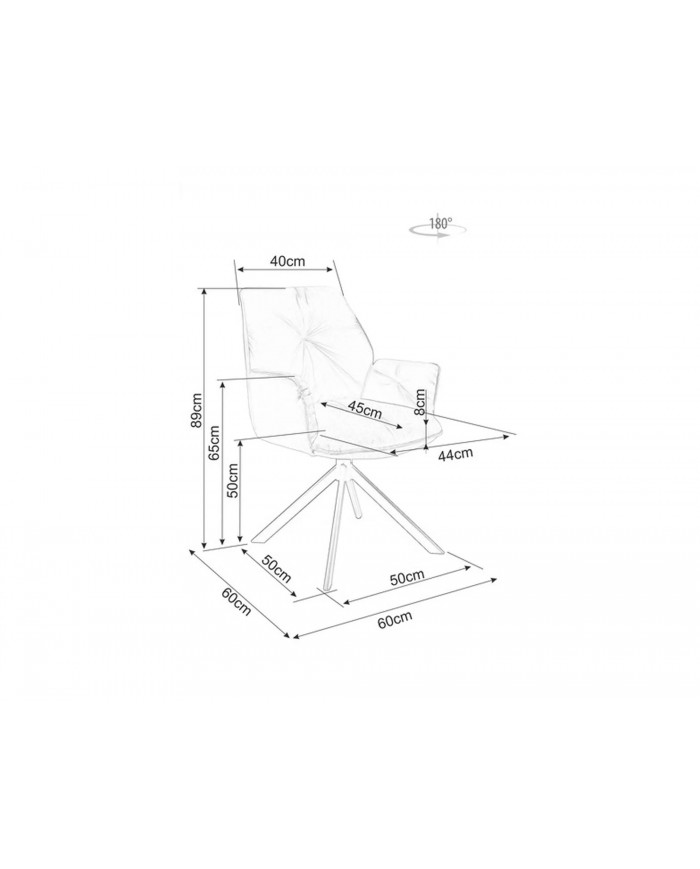 Chaise rembourrée en velours pivotante 180° accoudoirs et pieds en métal Oogie II