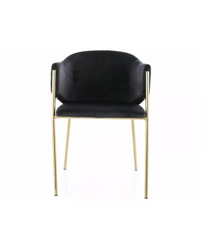 Chaise rembourrée en velours avec pieds métal dorés Orbe I