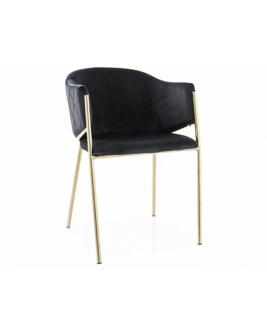 Chaise rembourrée en velours avec pieds métal dorés Orbe I