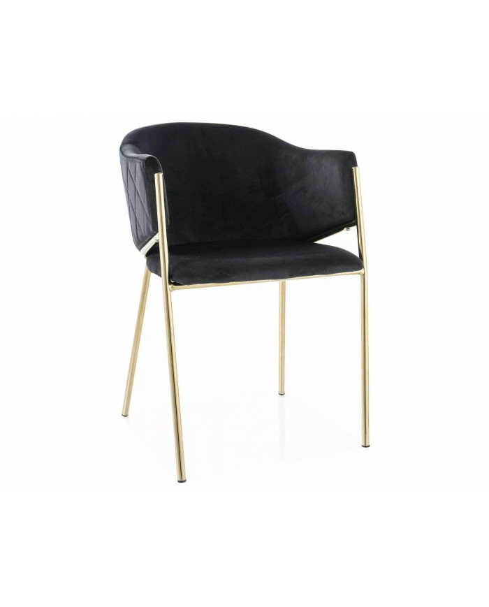 Chaise rembourrée en velours avec pieds métal dorés Orbe I