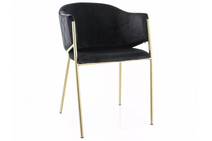 Chaise rembourrée en velours avec pieds métal dorés Orbe I