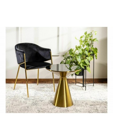 Chaise rembourrée en velours avec pieds métal dorés Orbe I