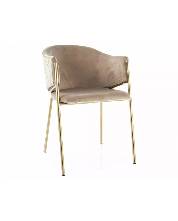 Chaise rembourrée en velours avec pieds métal dorés Orbe I