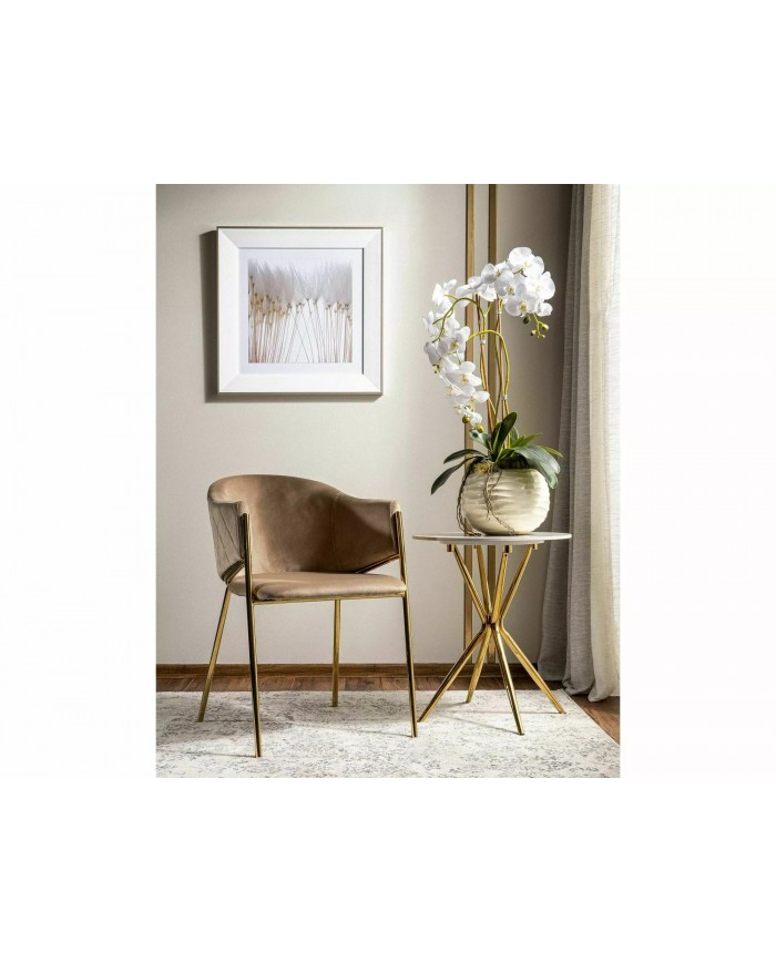 Chaise rembourrée en velours avec pieds métal dorés Orbe I