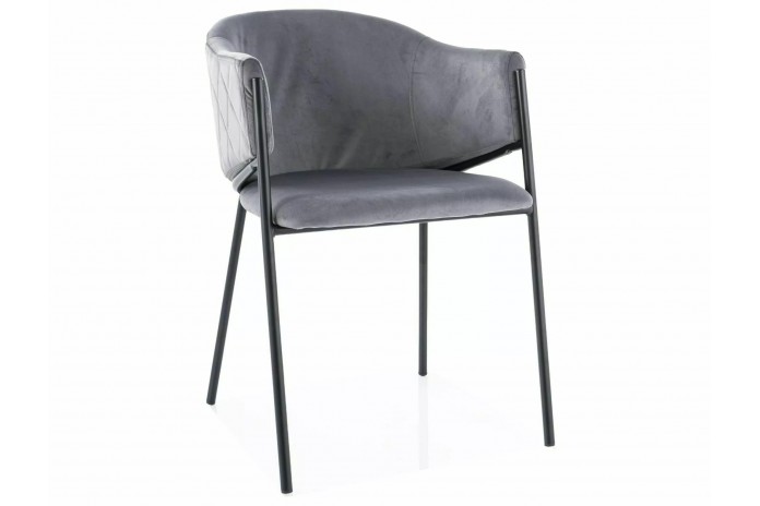 Chaise rembourrée en velours avec pieds métal noir Orbe II