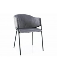 Chaise rembourrée en velours avec pieds métal noir Orbe II