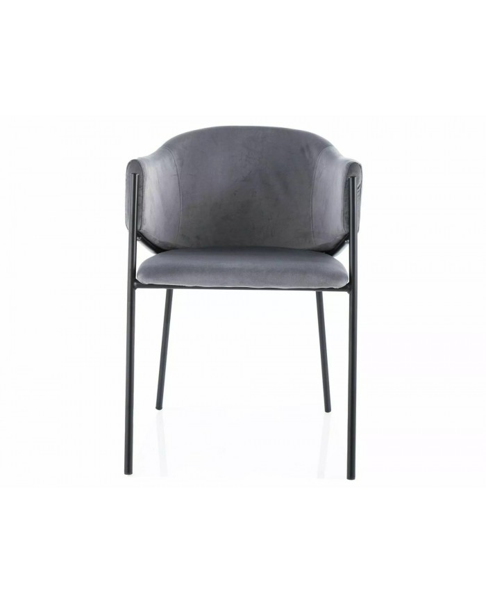 Chaise rembourrée en velours avec pieds métal noir Orbe II