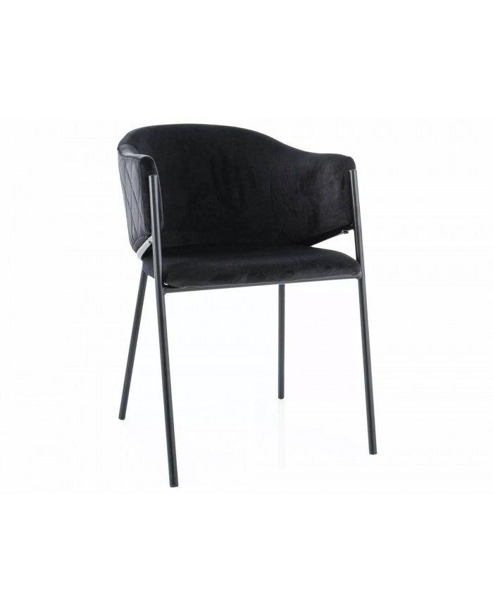 Chaise rembourrée en velours avec pieds métal noir Orbe II